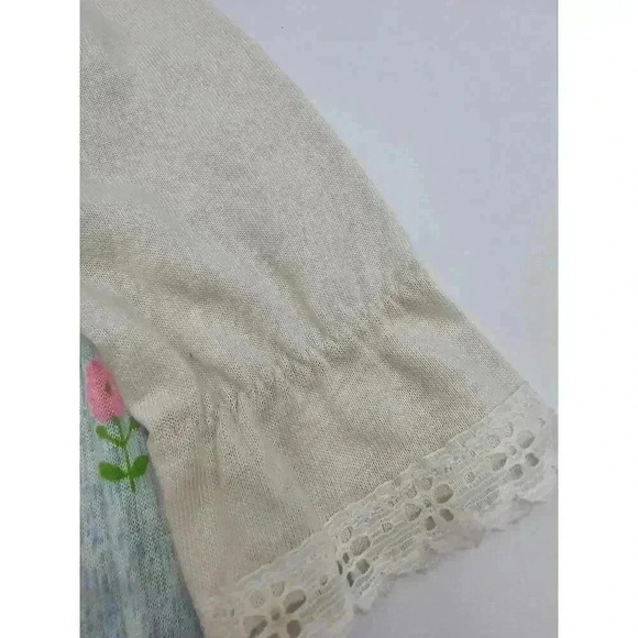 Vtg Baby Girl Blue Lot 0-2 yr One Piece Sleepers & Dress with Checkered Bonnet - Picture 9 of 16